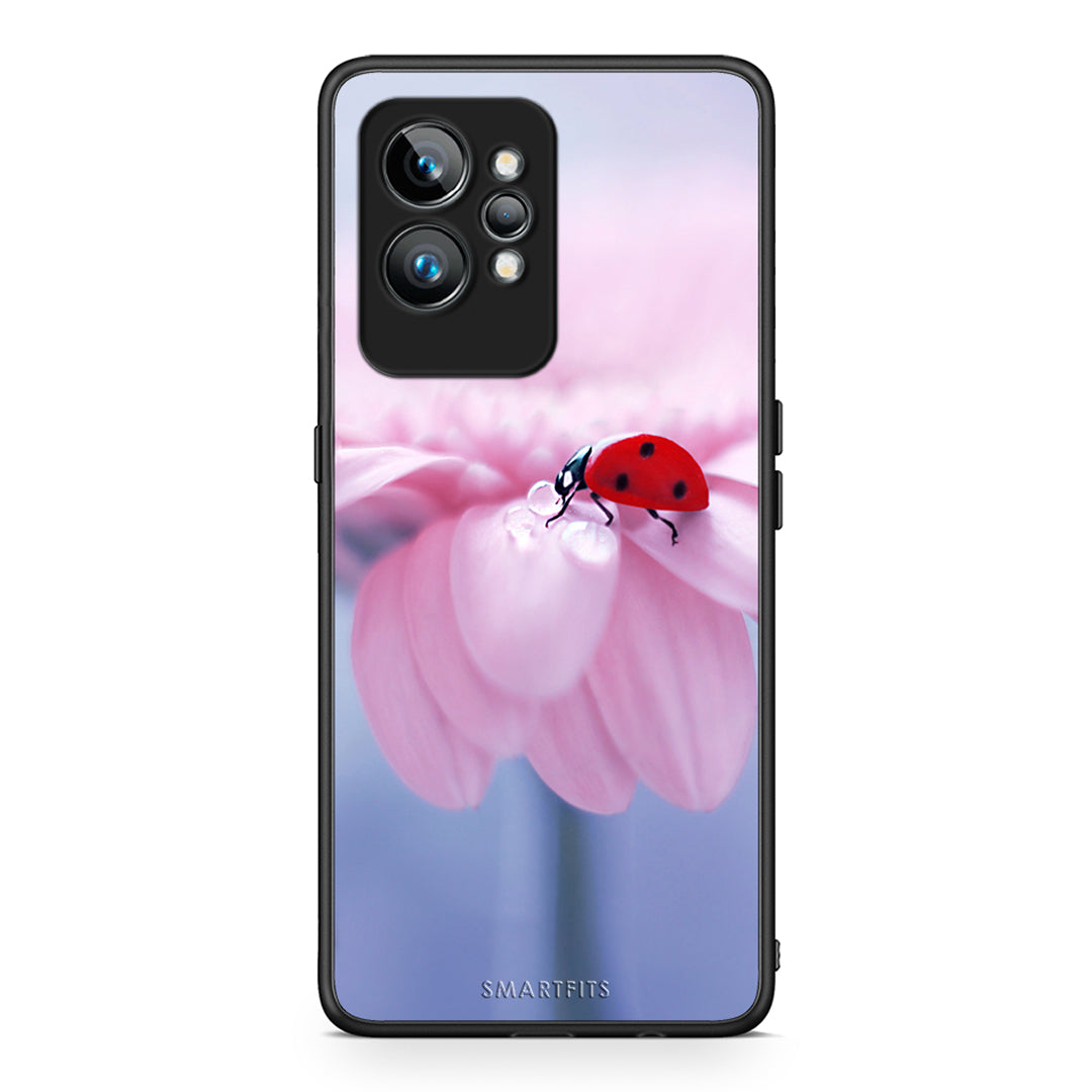 Θήκη Realme GT2 Ladybug Flower από τη Smartfits με σχέδιο στο πίσω μέρος και μαύρο περίβλημα | Realme GT2 Ladybug Flower Case with Colorful Back and Black Bezels