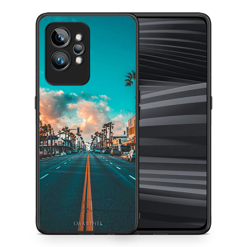 Θήκη Realme GT2 Landscape City από τη Smartfits με σχέδιο στο πίσω μέρος και μαύρο περίβλημα | Realme GT2 Landscape City Case with Colorful Back and Black Bezels