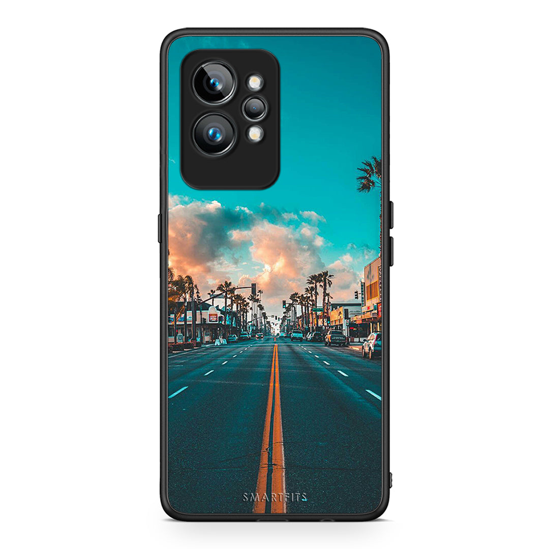 Θήκη Realme GT2 Landscape City από τη Smartfits με σχέδιο στο πίσω μέρος και μαύρο περίβλημα | Realme GT2 Landscape City Case with Colorful Back and Black Bezels