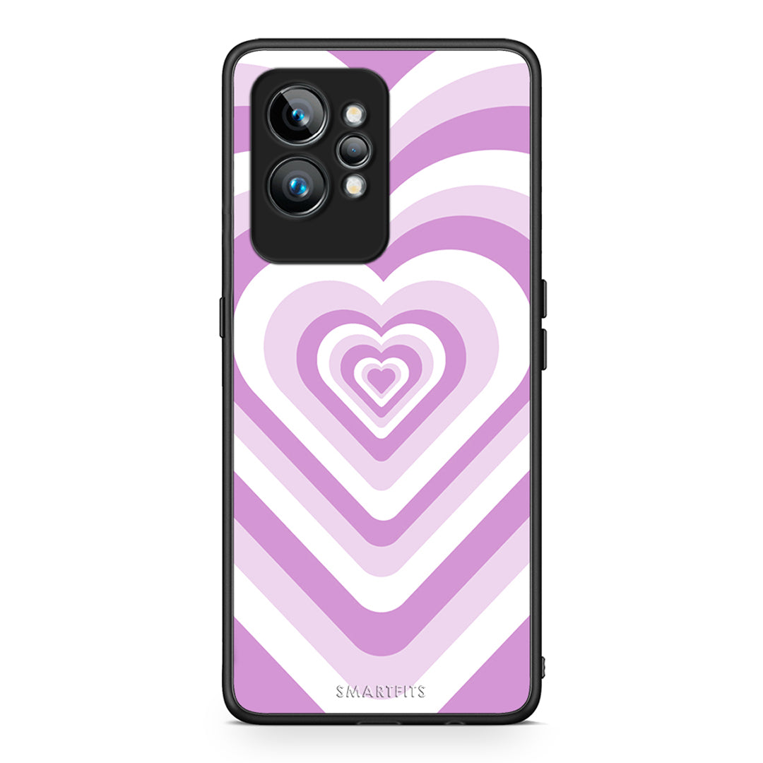 Θήκη Realme GT2 Lilac Hearts από τη Smartfits με σχέδιο στο πίσω μέρος και μαύρο περίβλημα | Realme GT2 Lilac Hearts Case with Colorful Back and Black Bezels