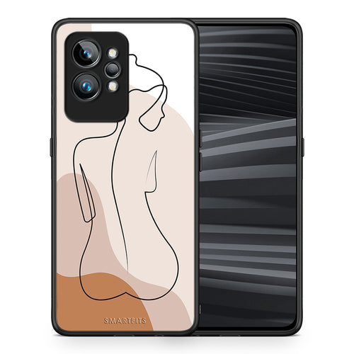 Θήκη Realme GT2 Pro LineArt Woman από τη Smartfits με σχέδιο στο πίσω μέρος και μαύρο περίβλημα | Realme GT2 Pro LineArt Woman Case with Colorful Back and Black Bezels