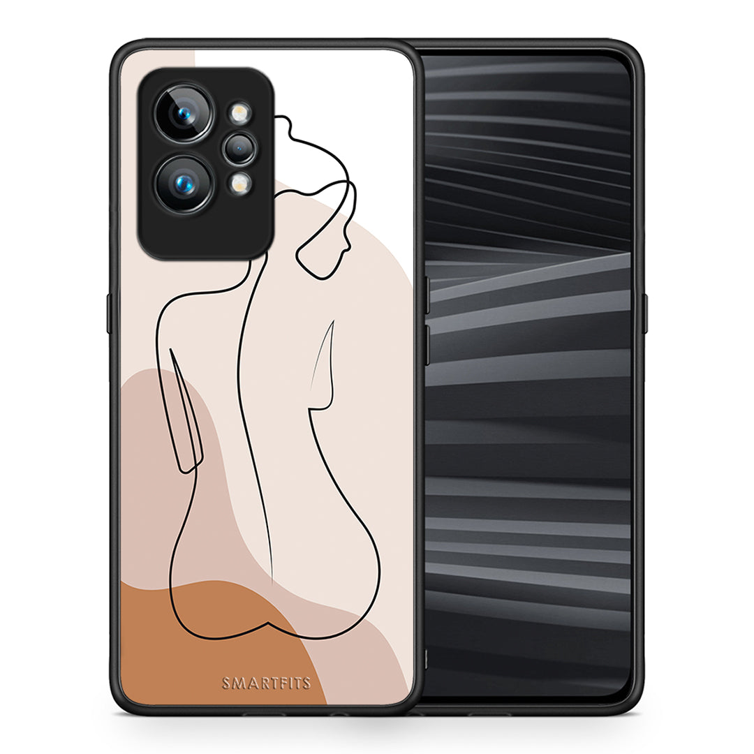 Θήκη Realme GT2 LineArt Woman από τη Smartfits με σχέδιο στο πίσω μέρος και μαύρο περίβλημα | Realme GT2 LineArt Woman Case with Colorful Back and Black Bezels