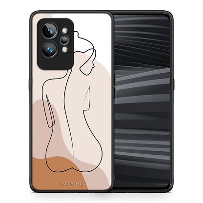 Θήκη Realme GT2 LineArt Woman από τη Smartfits με σχέδιο στο πίσω μέρος και μαύρο περίβλημα | Realme GT2 LineArt Woman Case with Colorful Back and Black Bezels