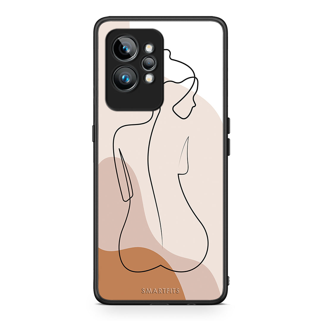 Θήκη Realme GT2 LineArt Woman από τη Smartfits με σχέδιο στο πίσω μέρος και μαύρο περίβλημα | Realme GT2 LineArt Woman Case with Colorful Back and Black Bezels