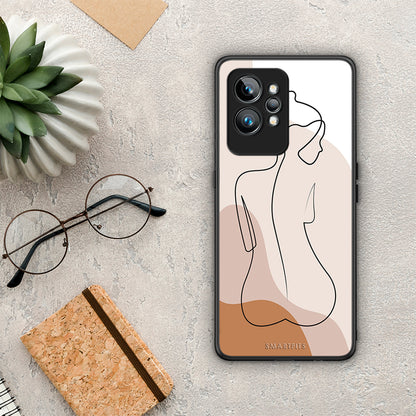 Θήκη Realme GT2 LineArt Woman από τη Smartfits με σχέδιο στο πίσω μέρος και μαύρο περίβλημα | Realme GT2 LineArt Woman Case with Colorful Back and Black Bezels