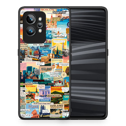 Θήκη Realme GT2 Live To Travel από τη Smartfits με σχέδιο στο πίσω μέρος και μαύρο περίβλημα | Realme GT2 Live To Travel Case with Colorful Back and Black Bezels