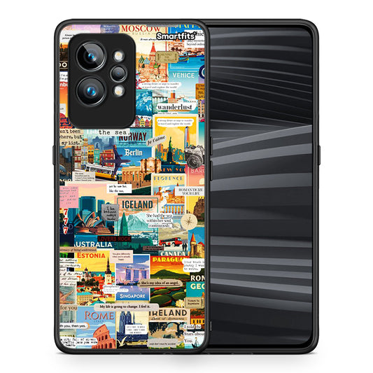Θήκη Realme GT2 Live To Travel από τη Smartfits με σχέδιο στο πίσω μέρος και μαύρο περίβλημα | Realme GT2 Live To Travel Case with Colorful Back and Black Bezels