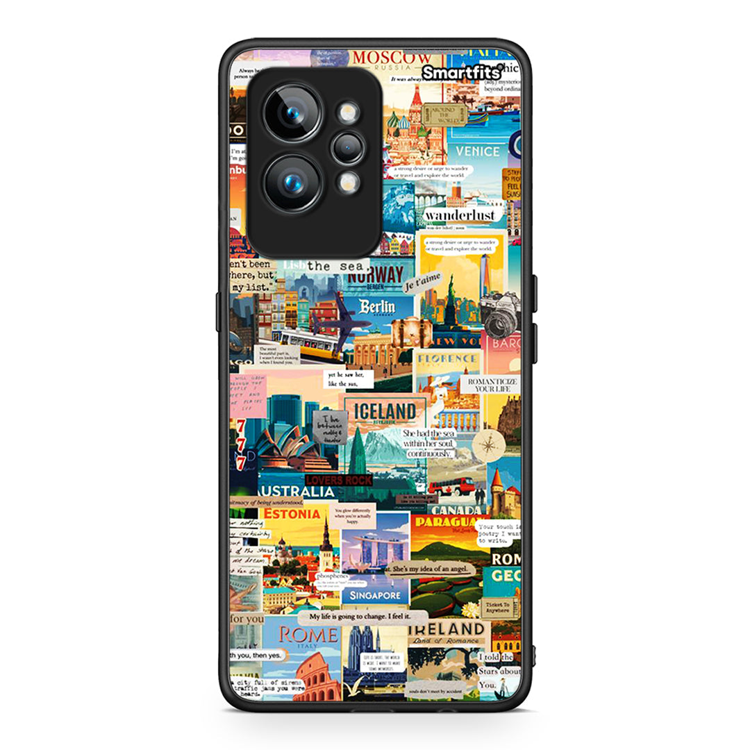Θήκη Realme GT2 Live To Travel από τη Smartfits με σχέδιο στο πίσω μέρος και μαύρο περίβλημα | Realme GT2 Live To Travel Case with Colorful Back and Black Bezels