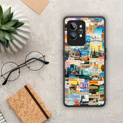 Θήκη Realme GT2 Live To Travel από τη Smartfits με σχέδιο στο πίσω μέρος και μαύρο περίβλημα | Realme GT2 Live To Travel Case with Colorful Back and Black Bezels