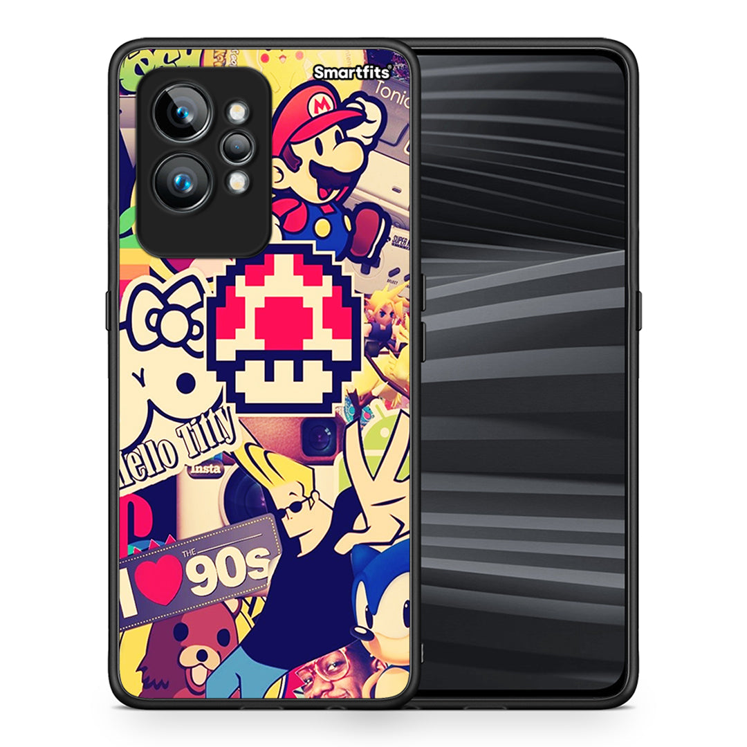 Θήκη Realme GT2 Love The 90s από τη Smartfits με σχέδιο στο πίσω μέρος και μαύρο περίβλημα | Realme GT2 Love The 90s Case with Colorful Back and Black Bezels