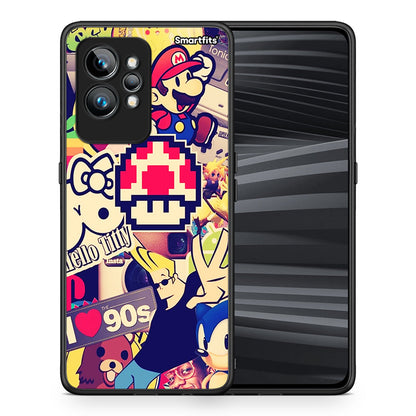 Θήκη Realme GT2 Love The 90s από τη Smartfits με σχέδιο στο πίσω μέρος και μαύρο περίβλημα | Realme GT2 Love The 90s Case with Colorful Back and Black Bezels