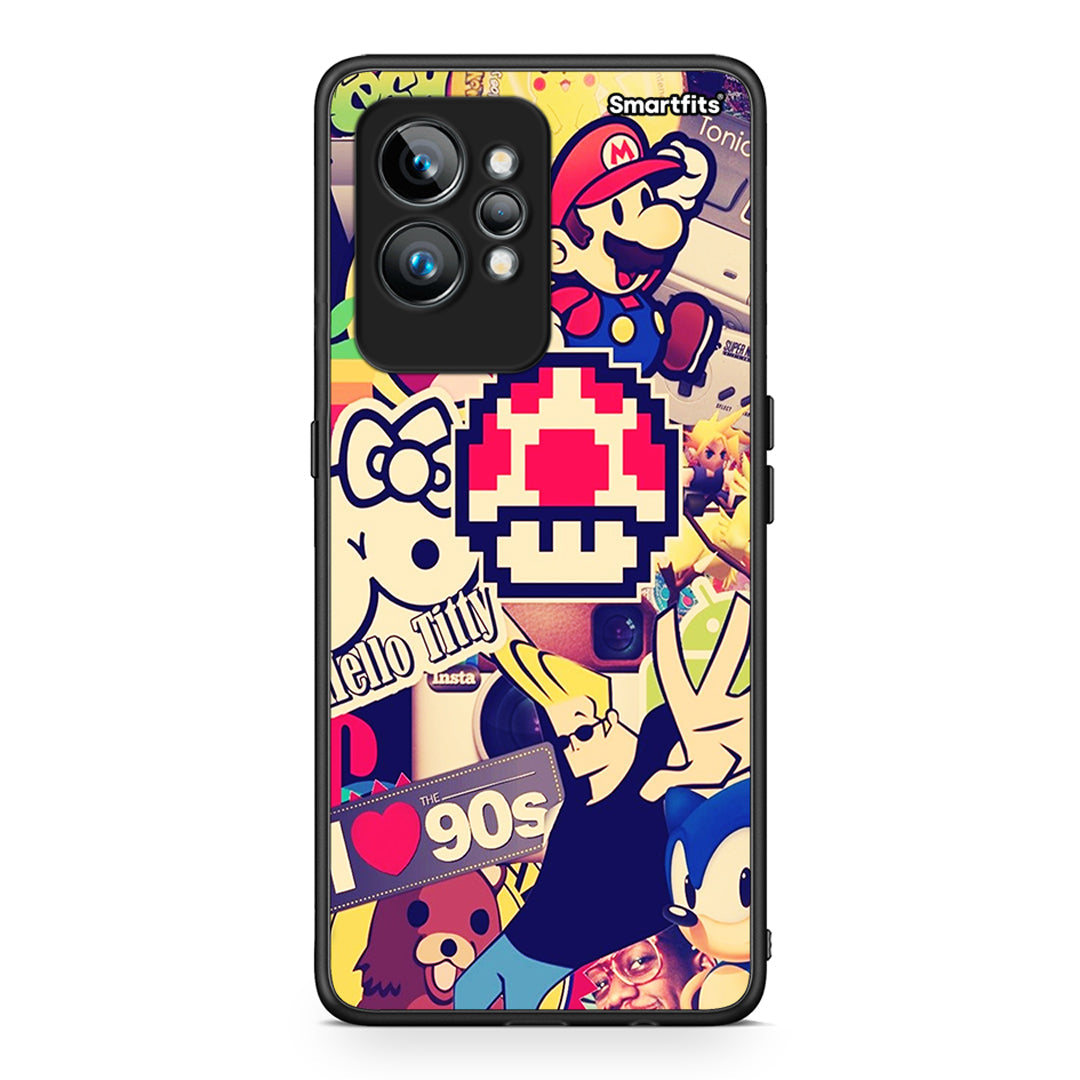 Θήκη Realme GT2 Pro Love The 90s από τη Smartfits με σχέδιο στο πίσω μέρος και μαύρο περίβλημα | Realme GT2 Pro Love The 90s Case with Colorful Back and Black Bezels