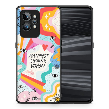 Θήκη Realme GT2 Manifest Your Vision από τη Smartfits με σχέδιο στο πίσω μέρος και μαύρο περίβλημα | Realme GT2 Manifest Your Vision Case with Colorful Back and Black Bezels