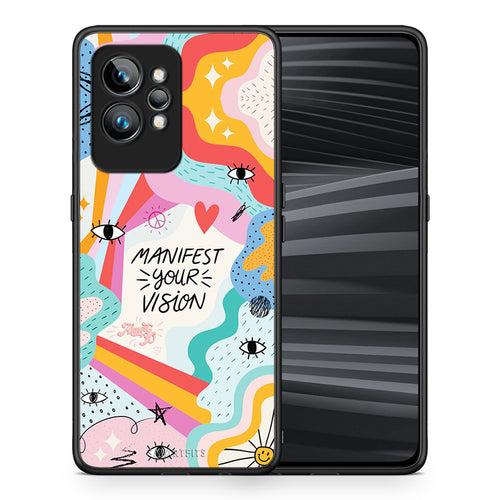 Θήκη Realme GT2 Manifest Your Vision από τη Smartfits με σχέδιο στο πίσω μέρος και μαύρο περίβλημα | Realme GT2 Manifest Your Vision Case with Colorful Back and Black Bezels