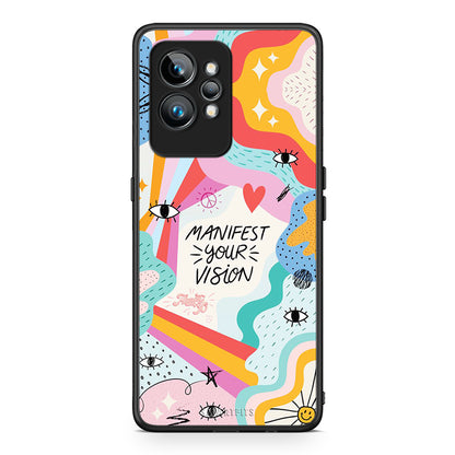 Θήκη Realme GT2 Manifest Your Vision από τη Smartfits με σχέδιο στο πίσω μέρος και μαύρο περίβλημα | Realme GT2 Manifest Your Vision Case with Colorful Back and Black Bezels