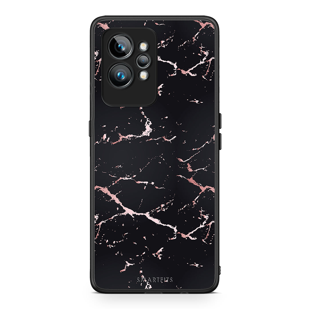Θήκη Realme GT2 Marble Black Rosegold από τη Smartfits με σχέδιο στο πίσω μέρος και μαύρο περίβλημα | Realme GT2 Marble Black Rosegold Case with Colorful Back and Black Bezels