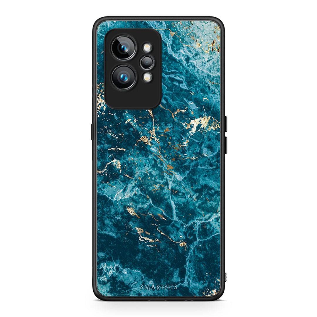 Θήκη Realme GT2 Marble Blue από τη Smartfits με σχέδιο στο πίσω μέρος και μαύρο περίβλημα | Realme GT2 Marble Blue Case with Colorful Back and Black Bezels
