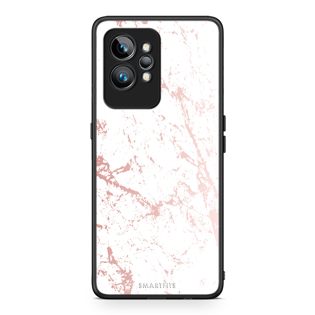 Θήκη Realme GT2 Marble Pink Splash από τη Smartfits με σχέδιο στο πίσω μέρος και μαύρο περίβλημα | Realme GT2 Marble Pink Splash Case with Colorful Back and Black Bezels