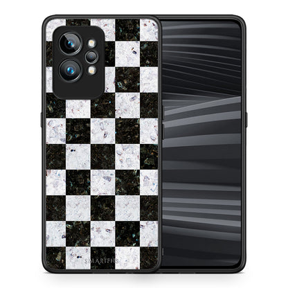 Θήκη Realme GT2 Marble Square Geometric από τη Smartfits με σχέδιο στο πίσω μέρος και μαύρο περίβλημα | Realme GT2 Marble Square Geometric Case with Colorful Back and Black Bezels