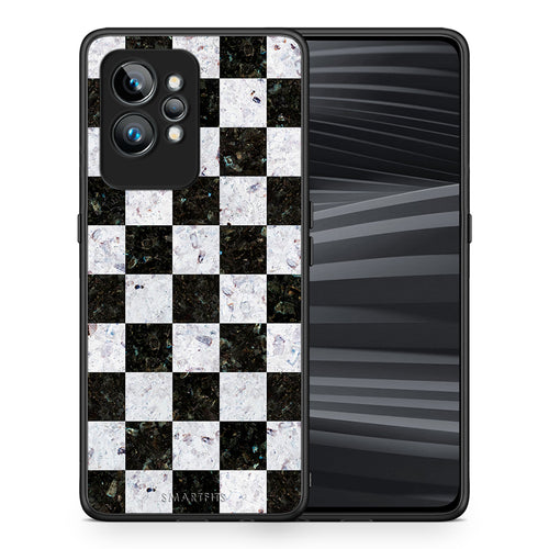 Θήκη Realme GT2 Marble Square Geometric από τη Smartfits με σχέδιο στο πίσω μέρος και μαύρο περίβλημα | Realme GT2 Marble Square Geometric Case with Colorful Back and Black Bezels