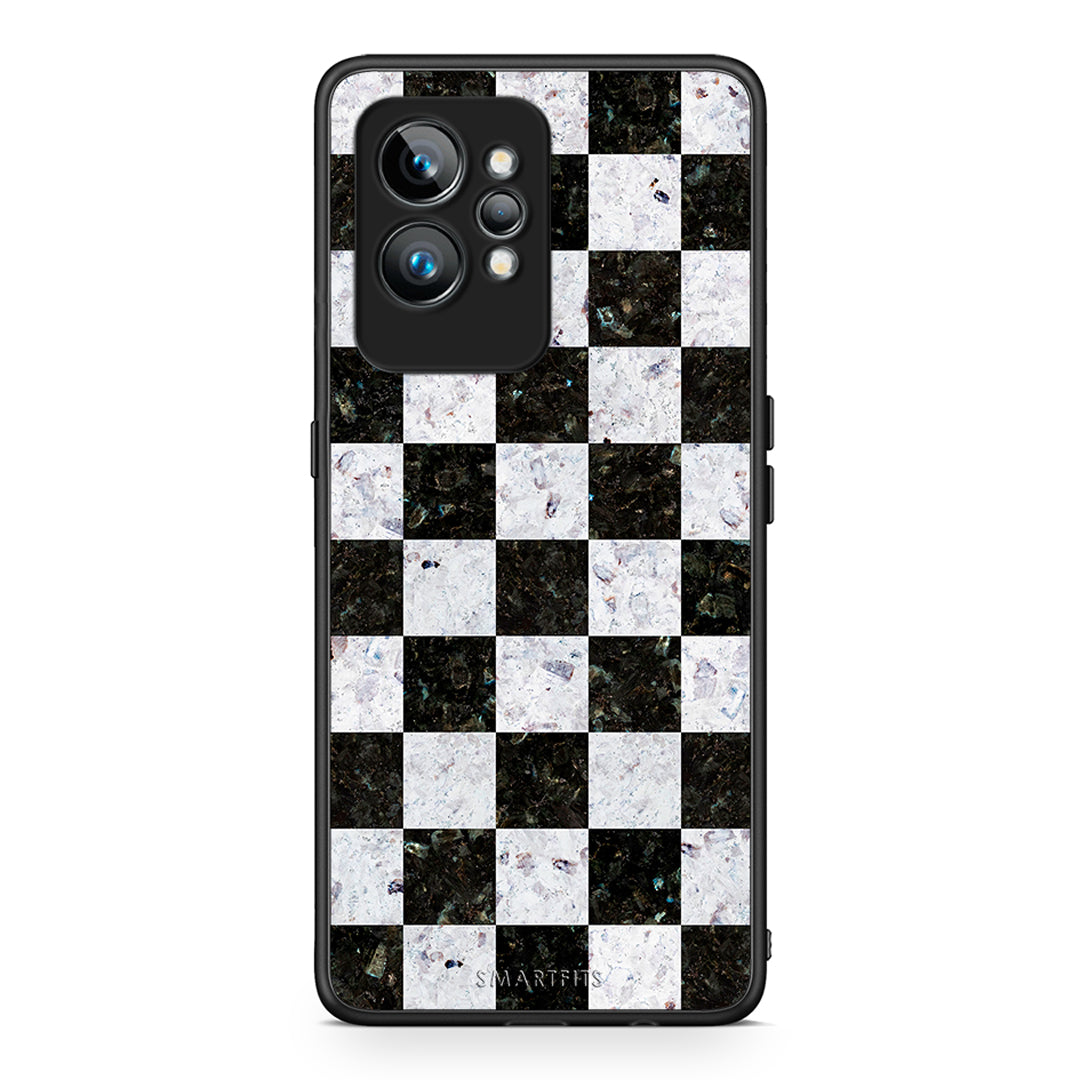 Θήκη Realme GT2 Marble Square Geometric από τη Smartfits με σχέδιο στο πίσω μέρος και μαύρο περίβλημα | Realme GT2 Marble Square Geometric Case with Colorful Back and Black Bezels