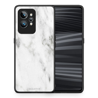 Θήκη Realme GT2 Marble White από τη Smartfits με σχέδιο στο πίσω μέρος και μαύρο περίβλημα | Realme GT2 Marble White Case with Colorful Back and Black Bezels