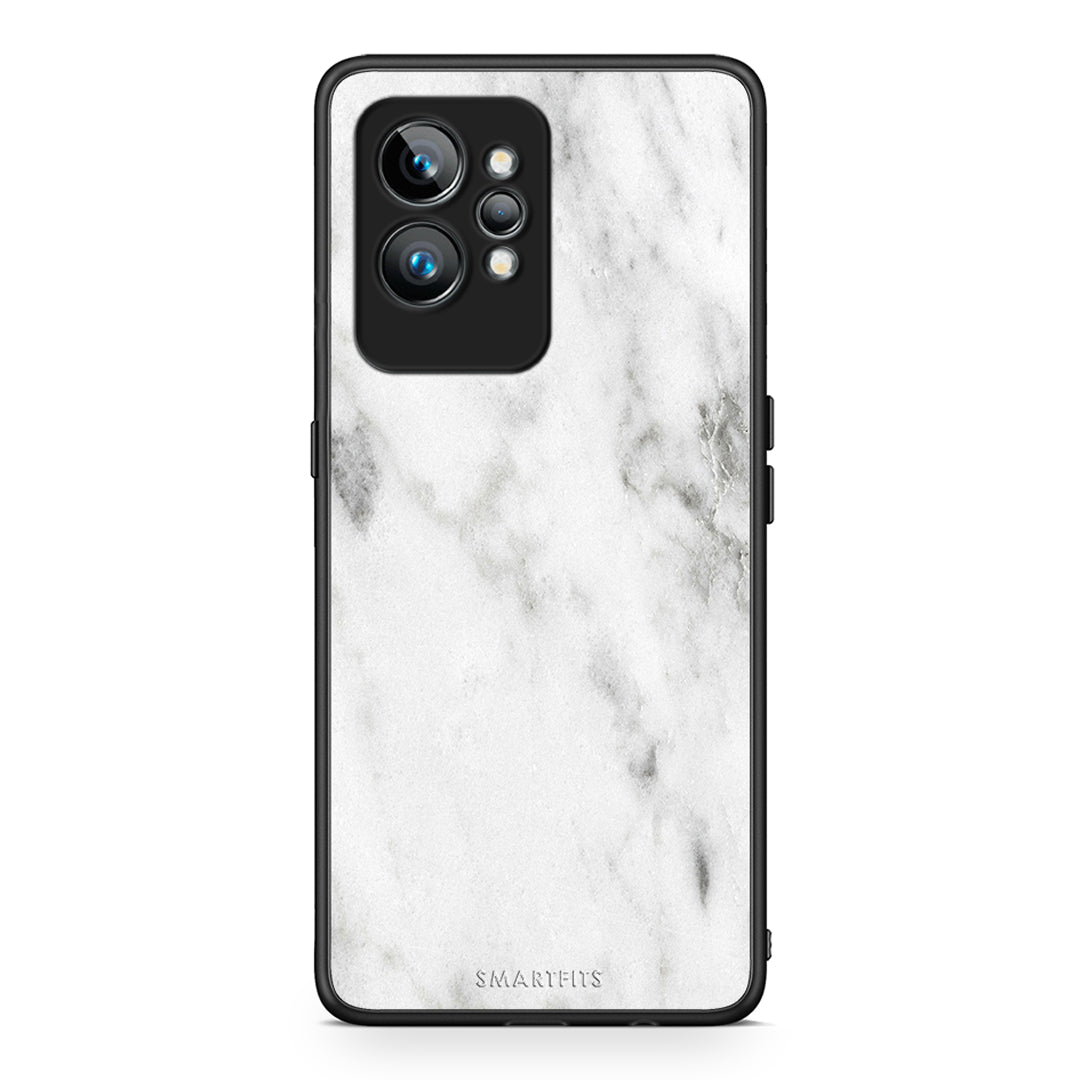 Θήκη Realme GT2 Pro Marble White από τη Smartfits με σχέδιο στο πίσω μέρος και μαύρο περίβλημα | Realme GT2 Pro Marble White Case with Colorful Back and Black Bezels