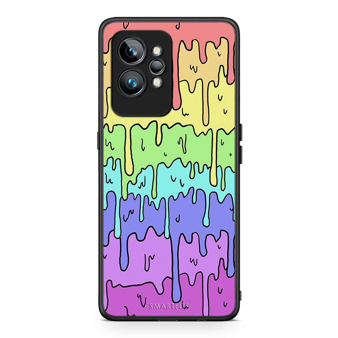 Θήκη Realme GT2 Melting Rainbow από τη Smartfits με σχέδιο στο πίσω μέρος και μαύρο περίβλημα | Realme GT2 Melting Rainbow Case with Colorful Back and Black Bezels