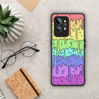 Θήκη Realme GT2 Melting Rainbow από τη Smartfits με σχέδιο στο πίσω μέρος και μαύρο περίβλημα | Realme GT2 Melting Rainbow Case with Colorful Back and Black Bezels