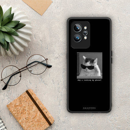 Θήκη Realme GT2 Meme Cat από τη Smartfits με σχέδιο στο πίσω μέρος και μαύρο περίβλημα | Realme GT2 Meme Cat Case with Colorful Back and Black Bezels