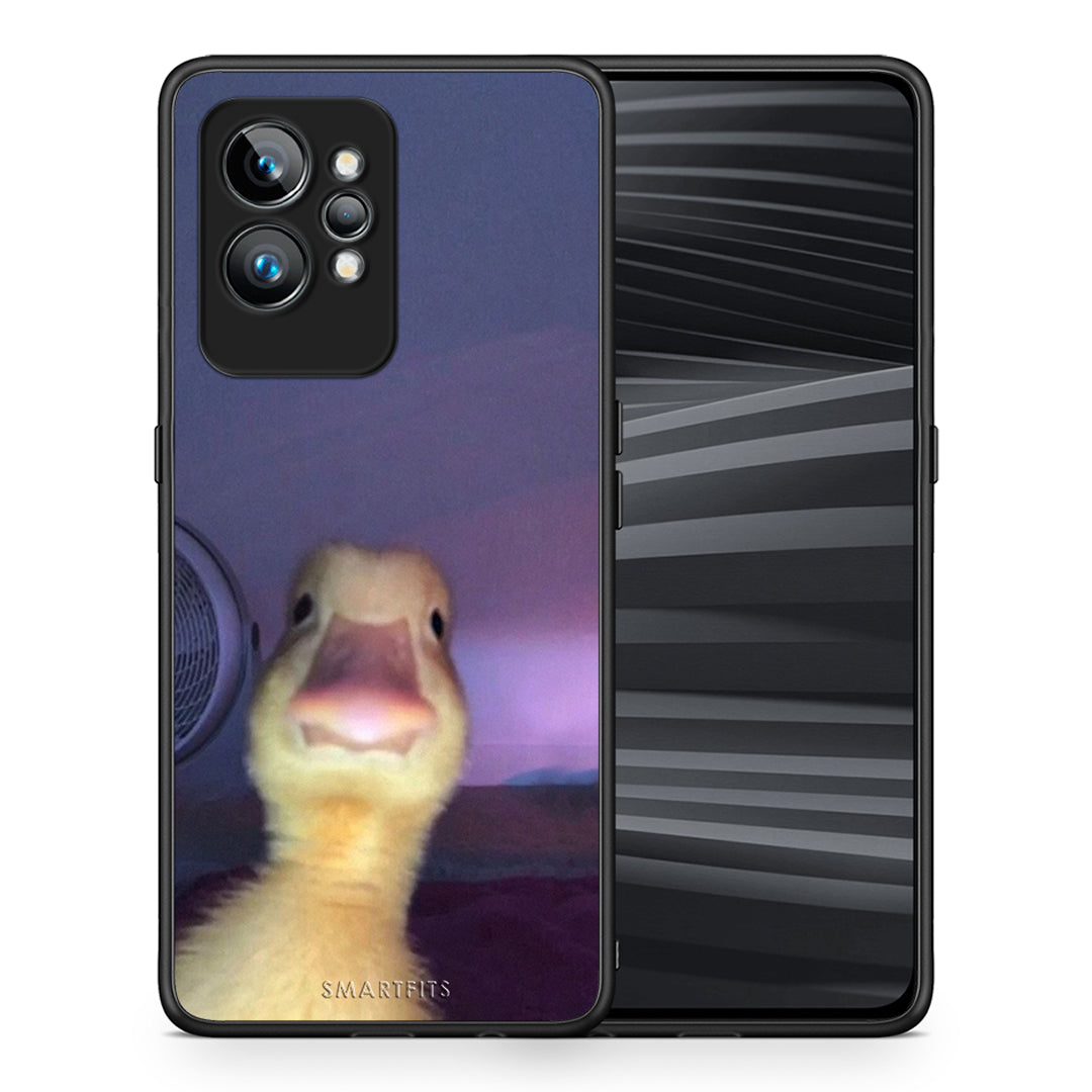 Θήκη Realme GT2 Meme Duck από τη Smartfits με σχέδιο στο πίσω μέρος και μαύρο περίβλημα | Realme GT2 Meme Duck Case with Colorful Back and Black Bezels