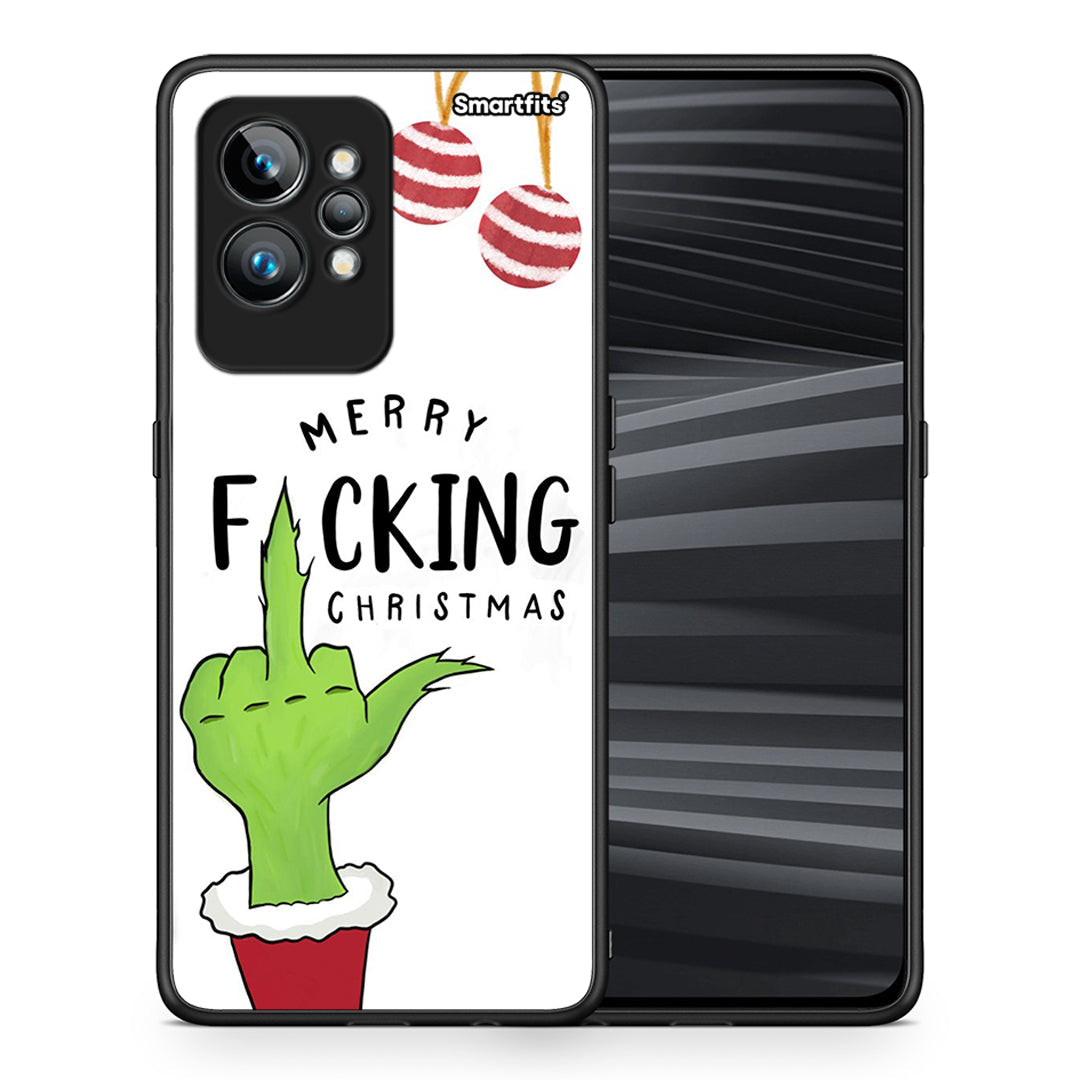 Θήκη Realme GT2 Merry F Xmas από τη Smartfits με σχέδιο στο πίσω μέρος και μαύρο περίβλημα | Realme GT2 Merry F Xmas Case with Colorful Back and Black Bezels