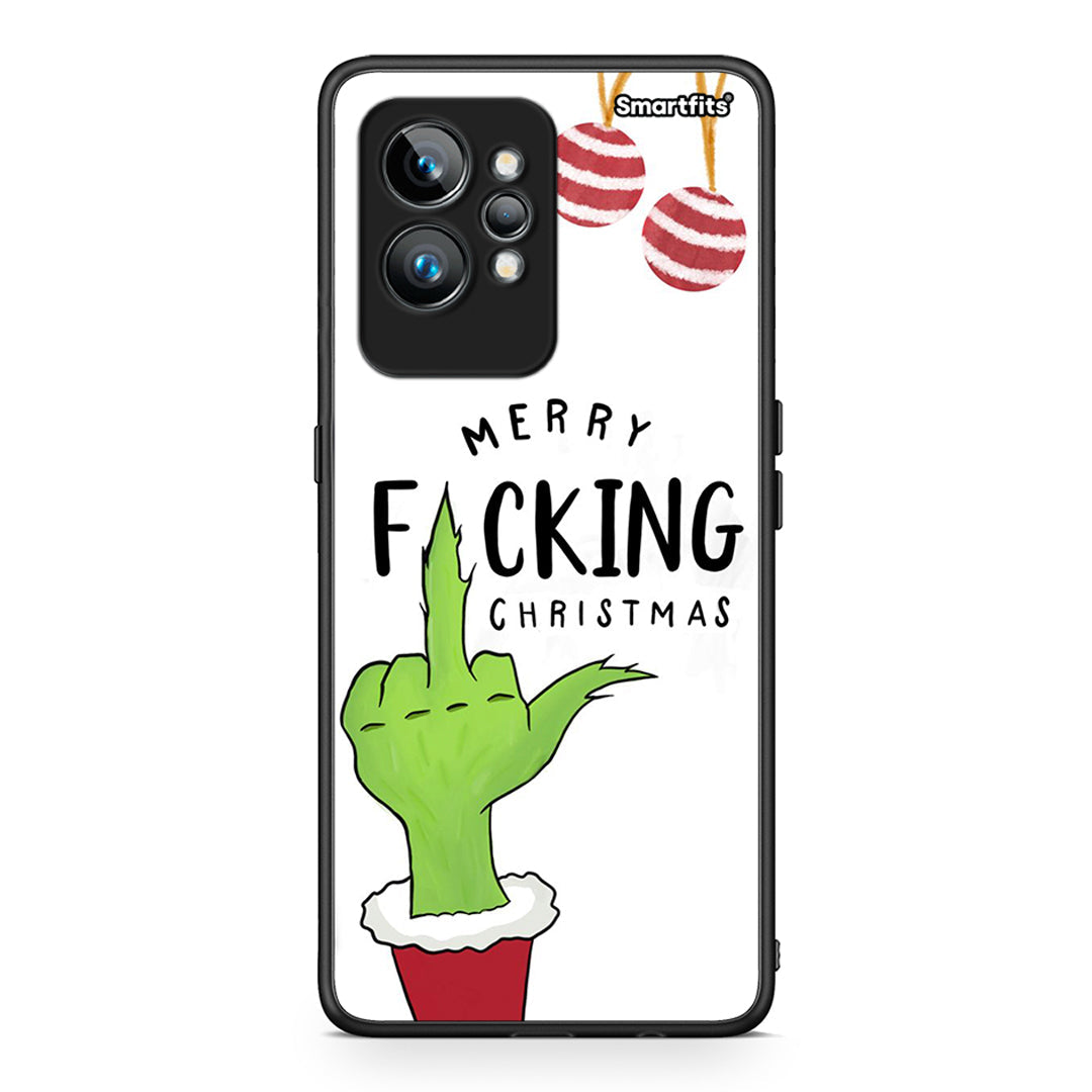 Θήκη Realme GT2 Merry F Xmas από τη Smartfits με σχέδιο στο πίσω μέρος και μαύρο περίβλημα | Realme GT2 Merry F Xmas Case with Colorful Back and Black Bezels