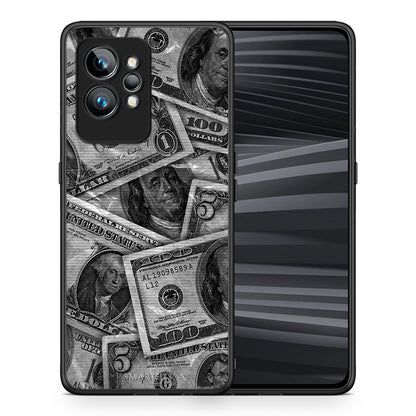 Θήκη Realme GT2 Money Dollars από τη Smartfits με σχέδιο στο πίσω μέρος και μαύρο περίβλημα | Realme GT2 Money Dollars Case with Colorful Back and Black Bezels