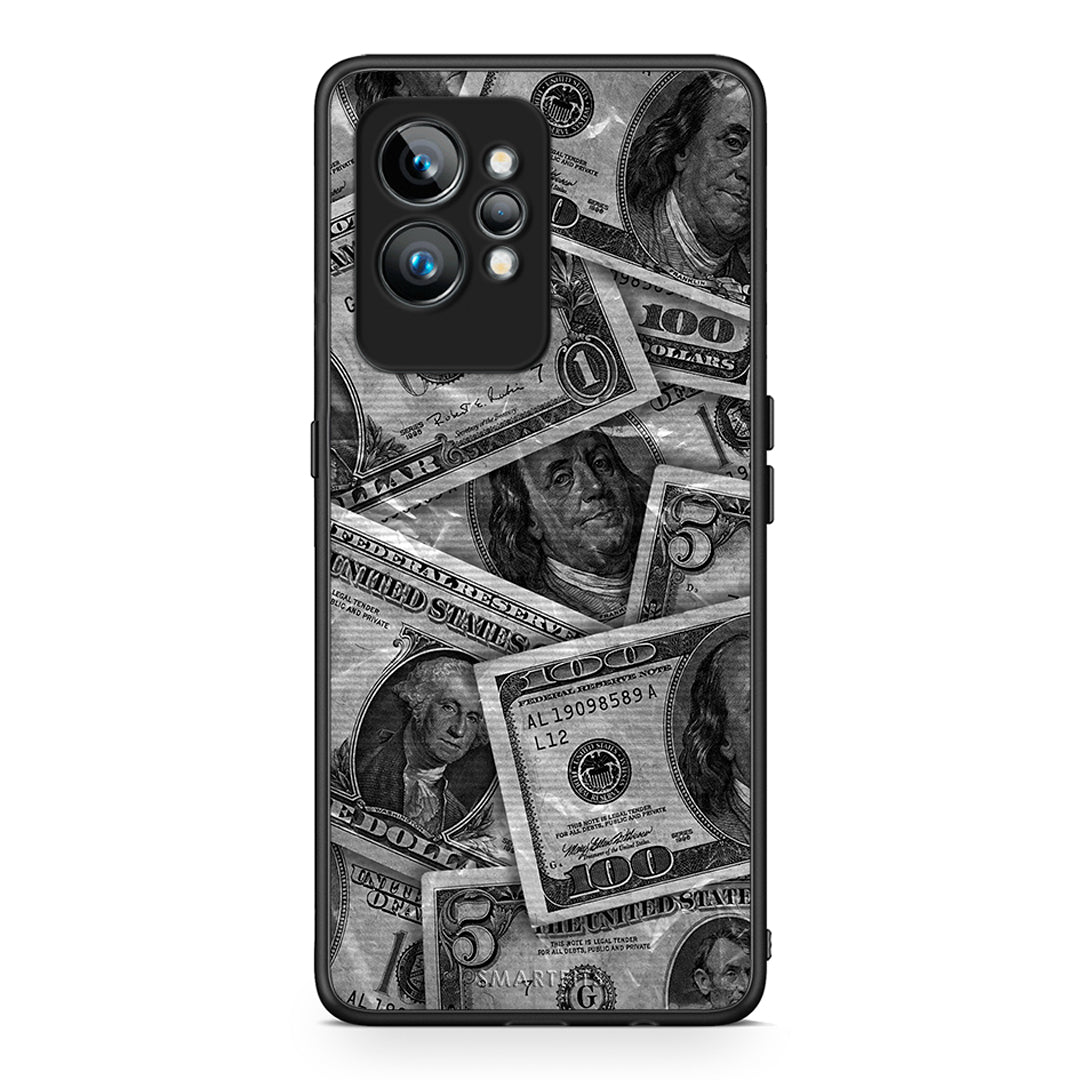 Θήκη Realme GT2 Money Dollars από τη Smartfits με σχέδιο στο πίσω μέρος και μαύρο περίβλημα | Realme GT2 Money Dollars Case with Colorful Back and Black Bezels