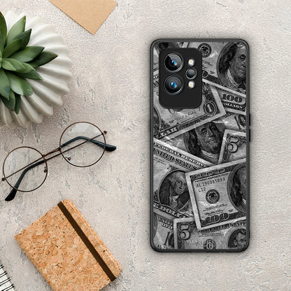Θήκη Realme GT2 Money Dollars από τη Smartfits με σχέδιο στο πίσω μέρος και μαύρο περίβλημα | Realme GT2 Money Dollars Case with Colorful Back and Black Bezels