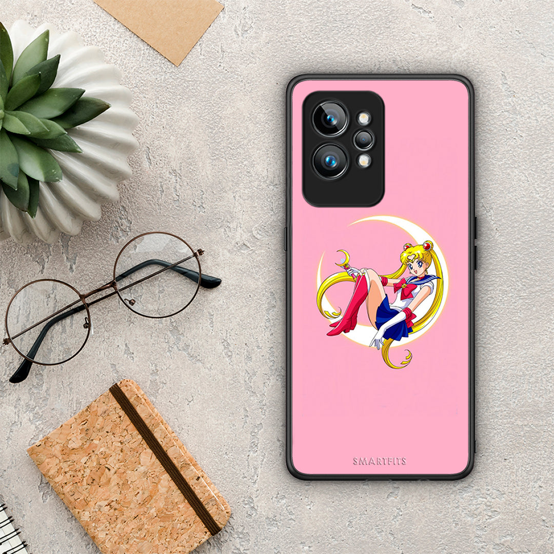 Θήκη Realme GT2 Pro Moon Girl από τη Smartfits με σχέδιο στο πίσω μέρος και μαύρο περίβλημα | Realme GT2 Pro Moon Girl Case with Colorful Back and Black Bezels