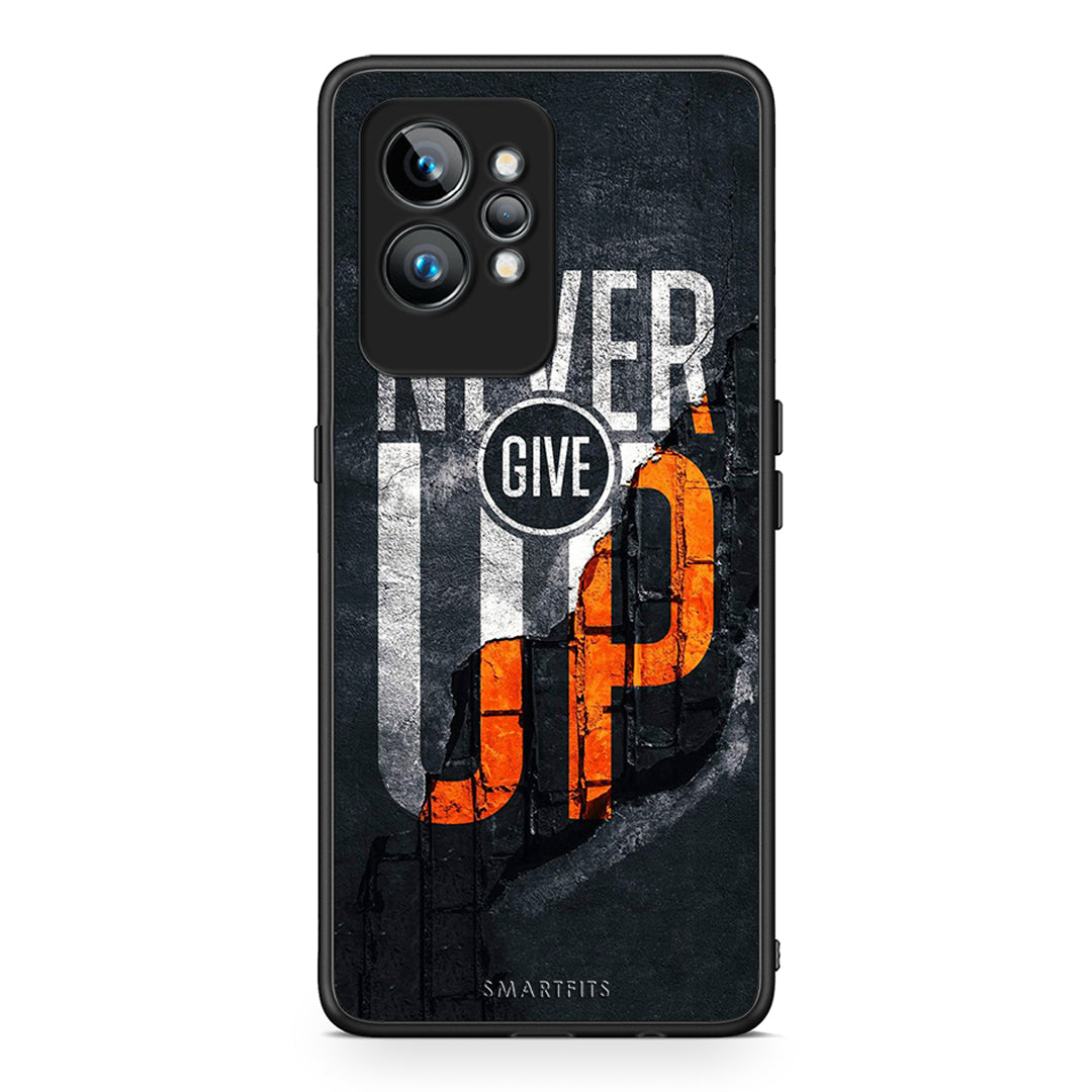 Θήκη Realme GT2 Never Give Up από τη Smartfits με σχέδιο στο πίσω μέρος και μαύρο περίβλημα | Realme GT2 Never Give Up Case with Colorful Back and Black Bezels