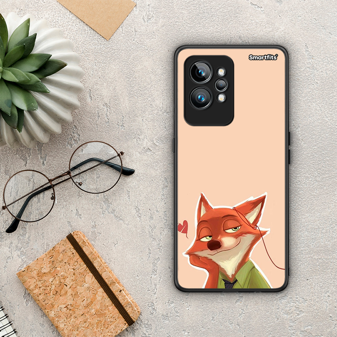 Θήκη Realme GT2 Nick Wilde And Judy Hopps Love 1 από τη Smartfits με σχέδιο στο πίσω μέρος και μαύρο περίβλημα | Realme GT2 Nick Wilde And Judy Hopps Love 1 Case with Colorful Back and Black Bezels