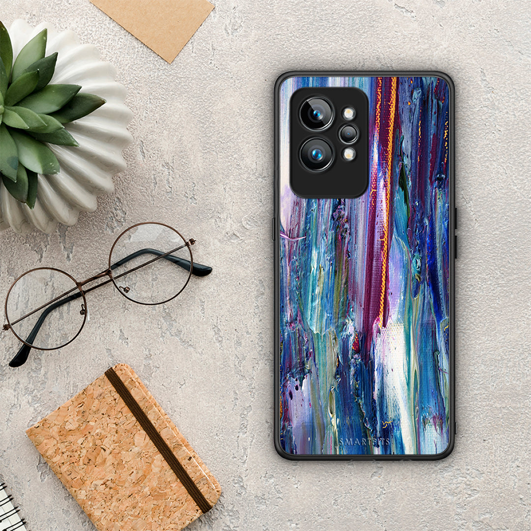Θήκη Realme GT2 Paint Winter από τη Smartfits με σχέδιο στο πίσω μέρος και μαύρο περίβλημα | Realme GT2 Paint Winter Case with Colorful Back and Black Bezels