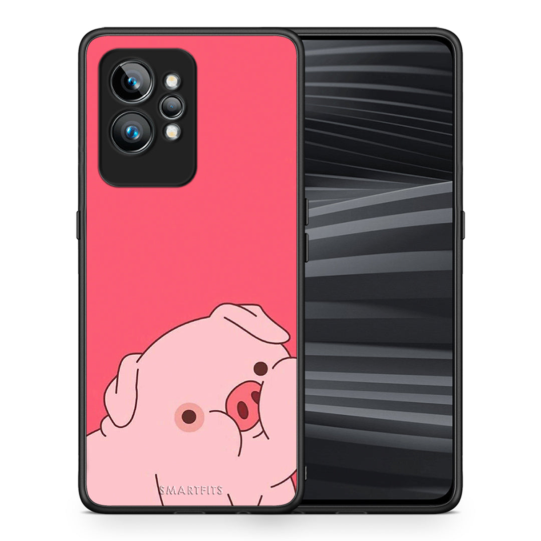 Θήκη Realme GT2 Pig Love 1 από τη Smartfits με σχέδιο στο πίσω μέρος και μαύρο περίβλημα | Realme GT2 Pig Love 1 Case with Colorful Back and Black Bezels