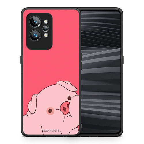 Θήκη Realme GT2 Pig Love 1 από τη Smartfits με σχέδιο στο πίσω μέρος και μαύρο περίβλημα | Realme GT2 Pig Love 1 Case with Colorful Back and Black Bezels