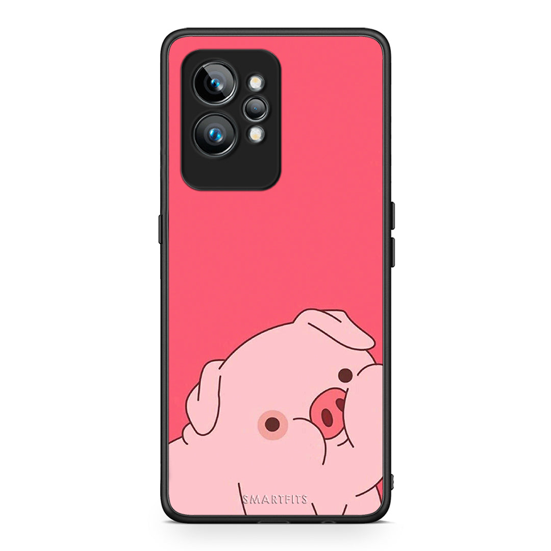 Θήκη Realme GT2 Pig Love 1 από τη Smartfits με σχέδιο στο πίσω μέρος και μαύρο περίβλημα | Realme GT2 Pig Love 1 Case with Colorful Back and Black Bezels