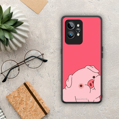 Θήκη Realme GT2 Pro Pig Love 1 από τη Smartfits με σχέδιο στο πίσω μέρος και μαύρο περίβλημα | Realme GT2 Pro Pig Love 1 Case with Colorful Back and Black Bezels