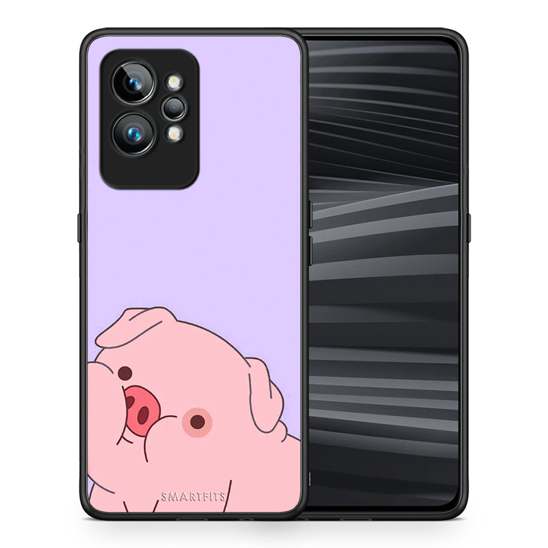 Θήκη Realme GT2 Pro Pig Love 2 από τη Smartfits με σχέδιο στο πίσω μέρος και μαύρο περίβλημα | Realme GT2 Pro Pig Love 2 Case with Colorful Back and Black Bezels