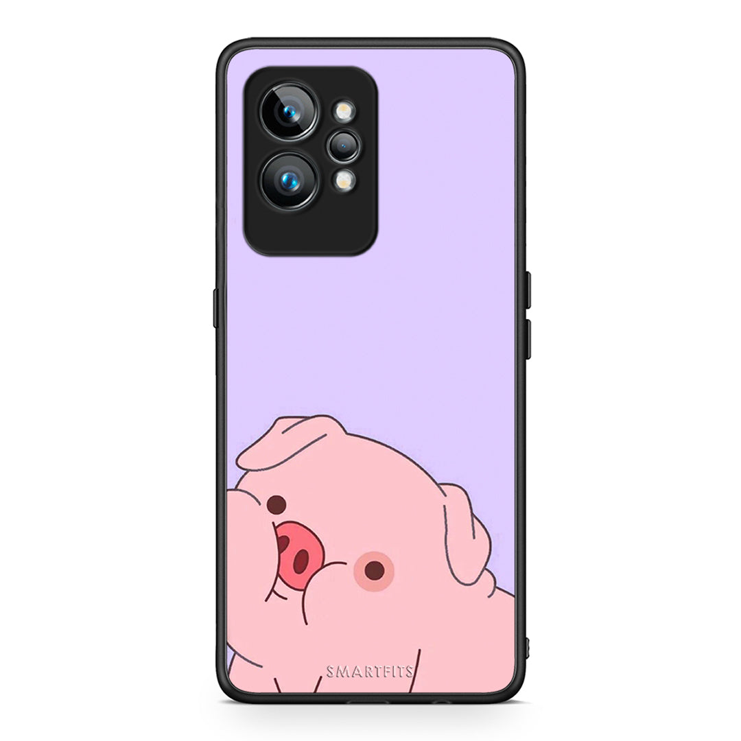 Θήκη Realme GT2 Pig Love 2 από τη Smartfits με σχέδιο στο πίσω μέρος και μαύρο περίβλημα | Realme GT2 Pig Love 2 Case with Colorful Back and Black Bezels