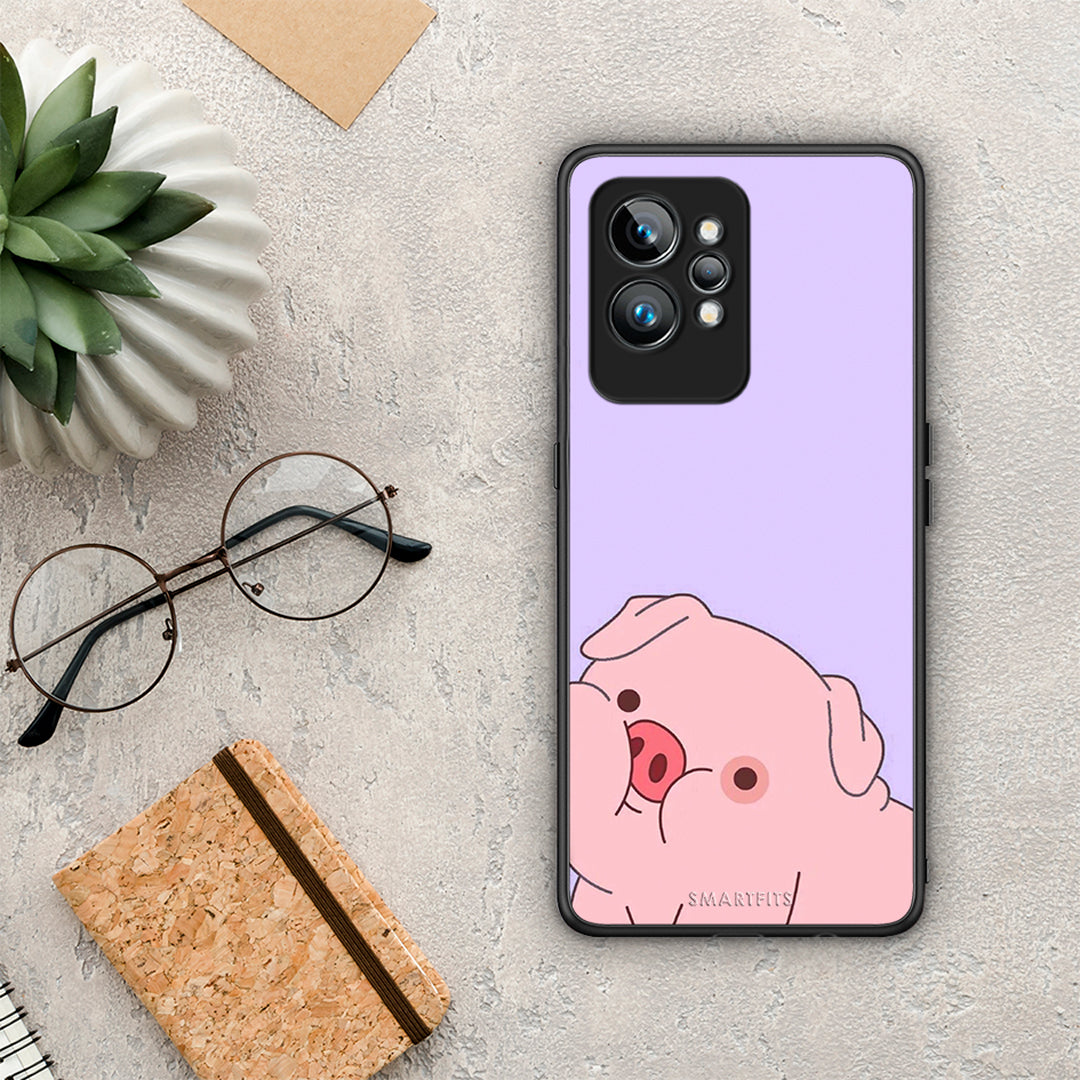 Θήκη Realme GT2 Pro Pig Love 2 από τη Smartfits με σχέδιο στο πίσω μέρος και μαύρο περίβλημα | Realme GT2 Pro Pig Love 2 Case with Colorful Back and Black Bezels