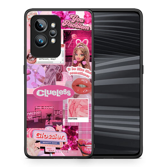 Θήκη Realme GT2 Pro Pink Love από τη Smartfits με σχέδιο στο πίσω μέρος και μαύρο περίβλημα | Realme GT2 Pro Pink Love Case with Colorful Back and Black Bezels