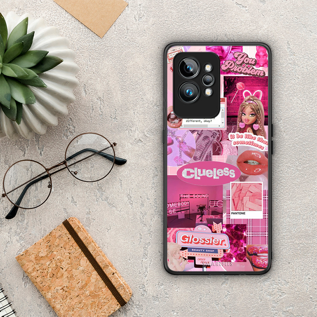 Θήκη Realme GT2 Pro Pink Love από τη Smartfits με σχέδιο στο πίσω μέρος και μαύρο περίβλημα | Realme GT2 Pro Pink Love Case with Colorful Back and Black Bezels