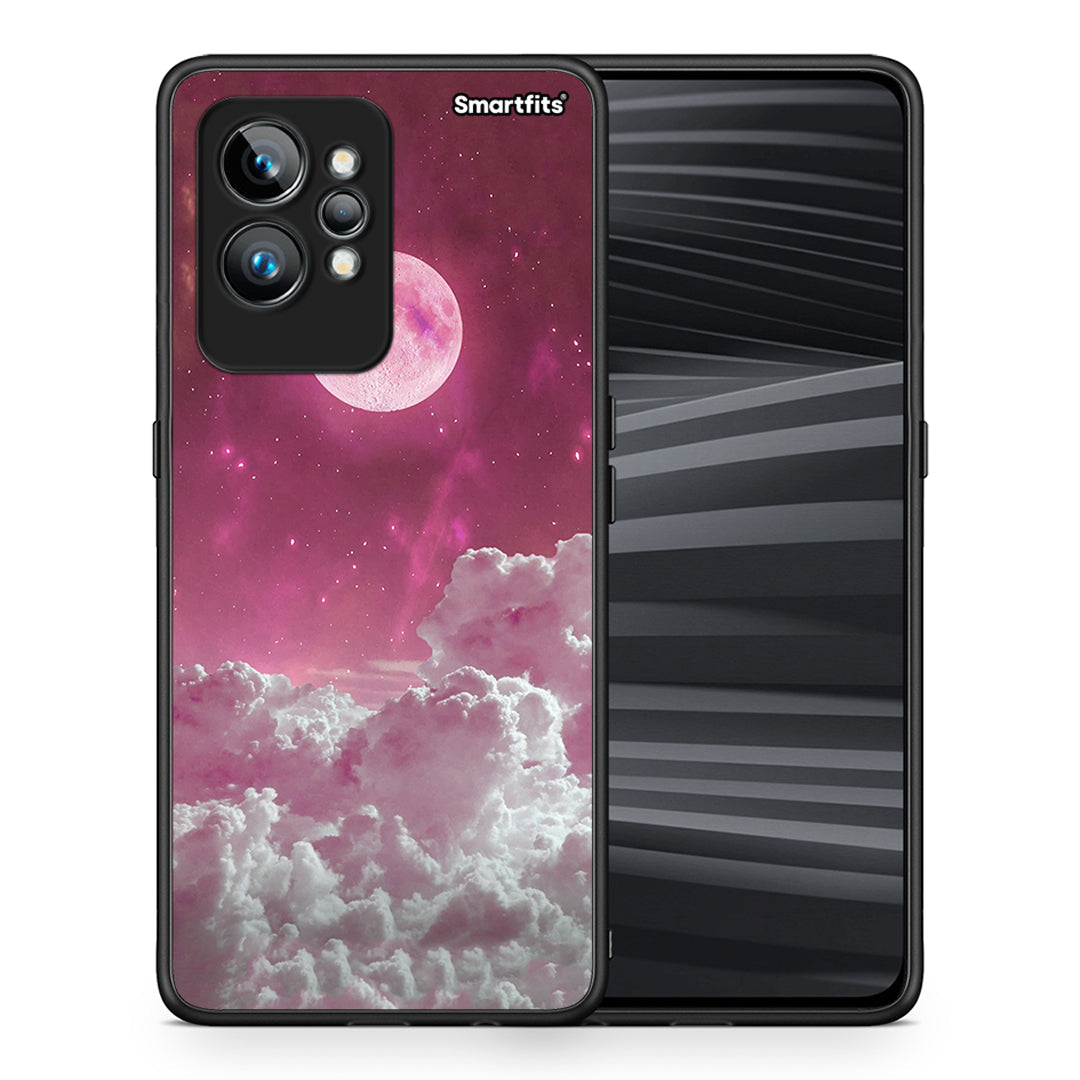 Θήκη Realme GT2 Pink Moon από τη Smartfits με σχέδιο στο πίσω μέρος και μαύρο περίβλημα | Realme GT2 Pink Moon Case with Colorful Back and Black Bezels